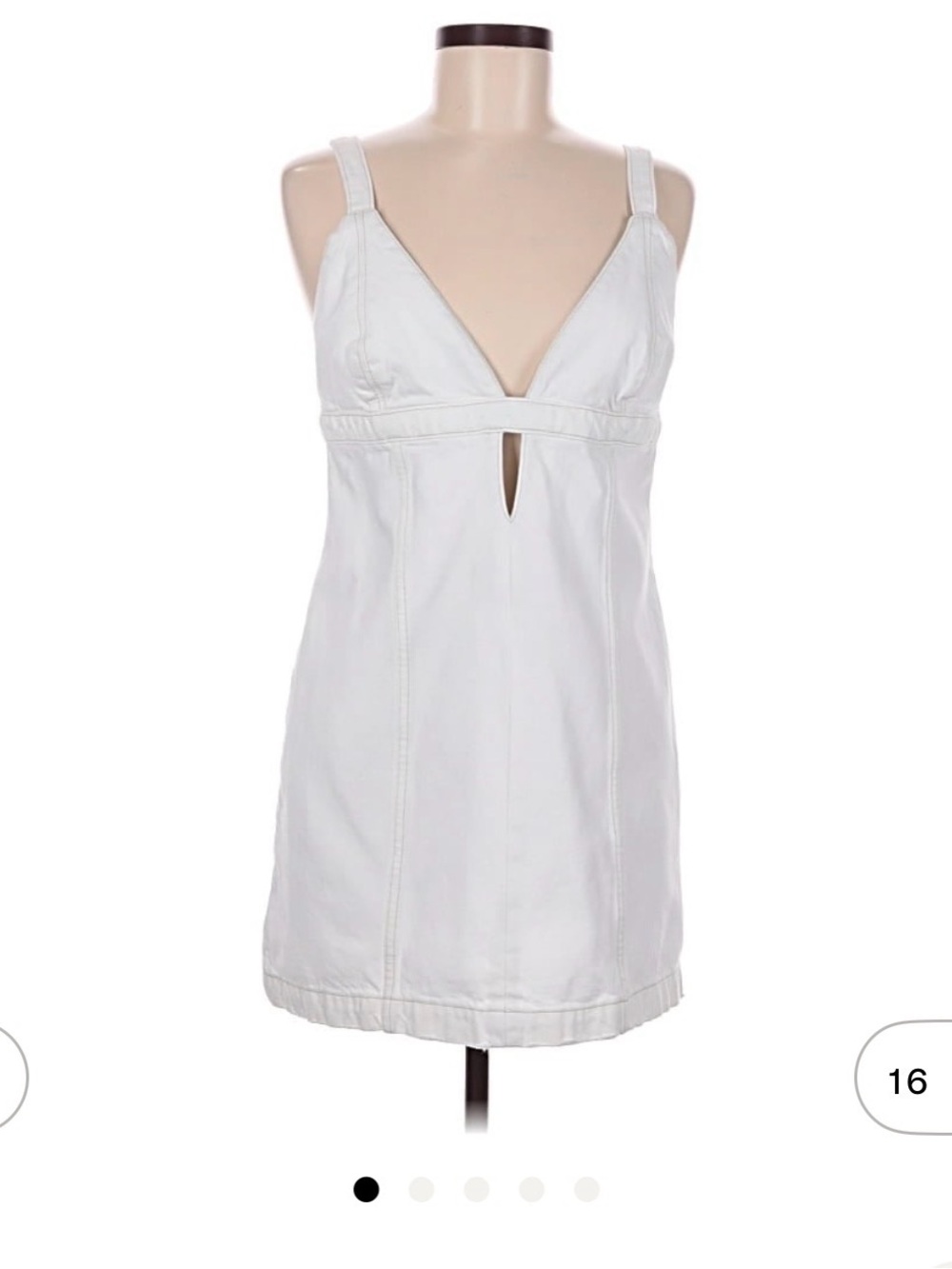 Re/Done White Jean Sleeveless V-Neck Mini Dress